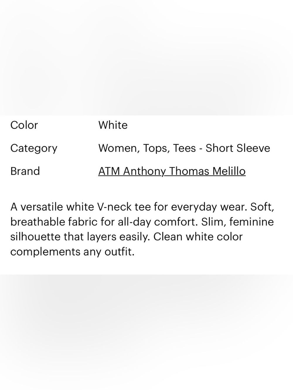 ATM Anthony Thomas Melillo White V-Neck Tee Shirt Small classic boyfriend - Picture 3 of 7